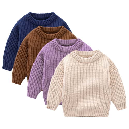 Esaierr Kids Baby Knit Sweaters for Boys Girls,Baby Solid Color Woolen Clothes Infant Autumn Winter Sweatshirt Round Neck Warm Sweaters Loose Knitted Top
