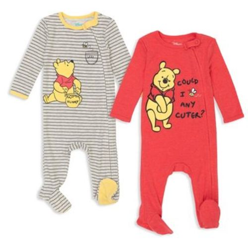 Disney Winnie The Pooh Newborn Baby Boys 2 Pack Sleep N' Play Coveralls White/red 3-6 Months