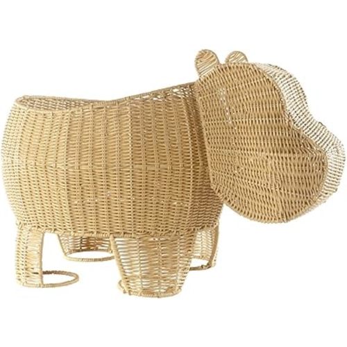Kaplan Early Learning Hippo Washable Wicker Floor Basket | Animal-Inspired Woven Rattan Storage Bin | Home Decor Organizer