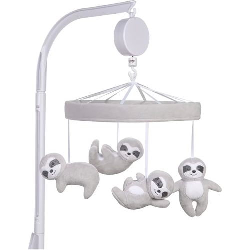 Sammy & Lou Sloths Baby Crib Mobile with Music, Crib Mobile Arm Fits Standard Crib Rail