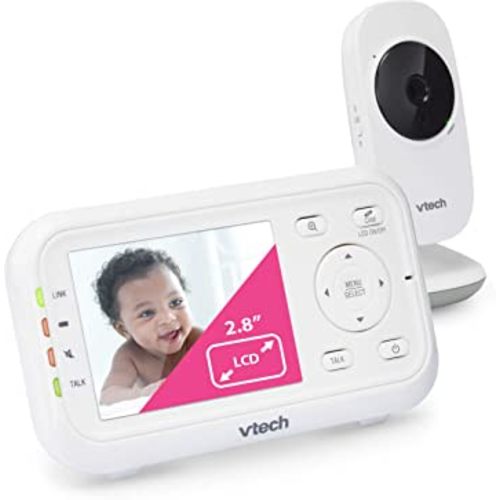 VTech Video Baby Monitor with 1000ft Long Range, Auto Night Vision, 2.8” Screen, 2-Way Audio Talk, Temperature Sensor, Power Saving Mode, Lullabies and Wall-mountable Camera with bracket, White
