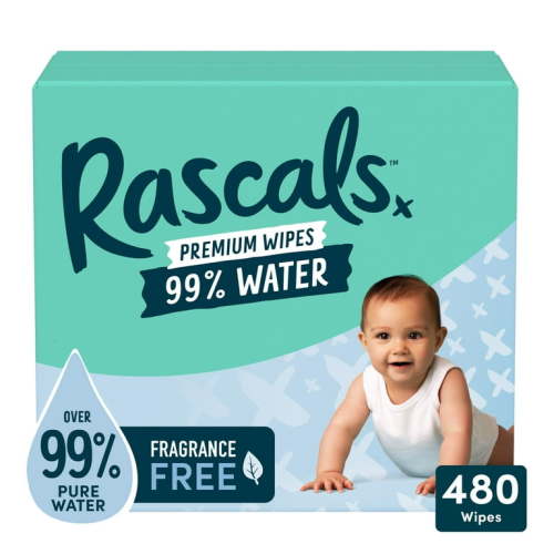 Rascals 99% Water Premium Baby Wipes s for all Skin, 120 Count (Select for More Options)