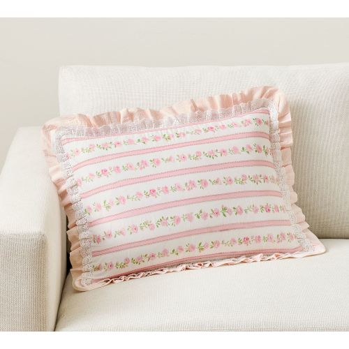 LoveShackFancy Floral Stripe Lumbar Pillow Cover