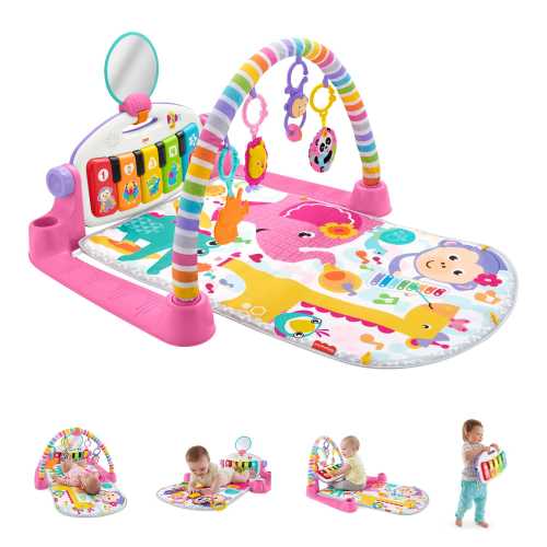 Fisher-Price Deluxe Kick & Play Piano Gym, Baby Activity Playmat for Tummy Time, Infant Growth, Pink, Unisex