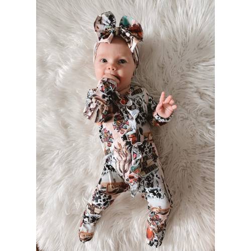 NEWBORN footie sleeper, Newborn, western footie sleeper, baby girl going home outfit baby outfit coming home brand new baby shower