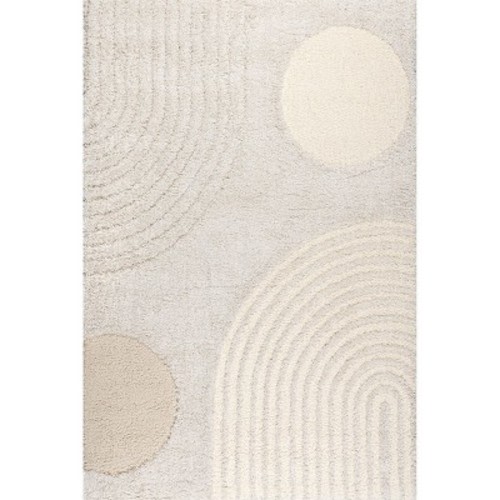 Nuloom Gloria Abstract 6'7"x9' Shag Indoor Area Rug for Living Room Bedroom Dining Room Nursery, Beige