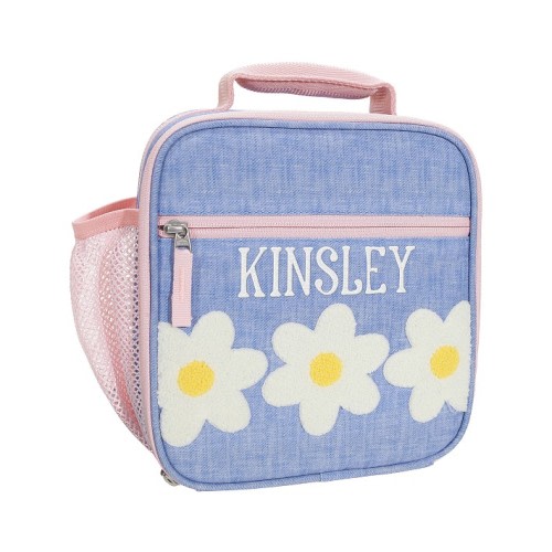 Mackenzie Blue Daisies Chenille Lunch Boxes | Pottery Barn Kids