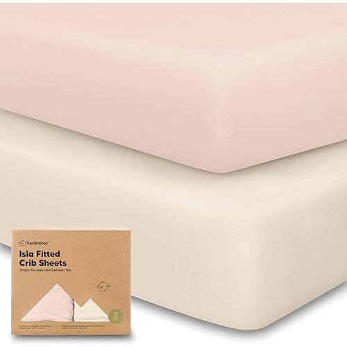 2-Pack Crib Sheets for Boys, Girls - Viscose Derived from Bamboo Fitted Crib Sheet, Baby Crib Sheets Neutral, Crib Mattress Sheet, Toddler Bed Sheets, Baby Sheets for Crib Fitted Sheets (Cameo)