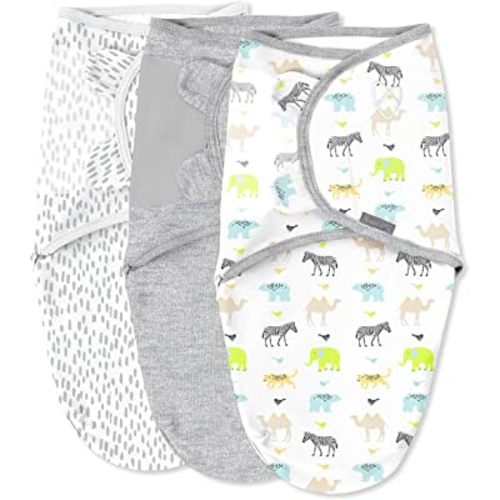 SwaddleMe by Ingenuity Original Swaddle - Size Small/Medium, 0-3 Months, 3-Pack (Lil Wild One)