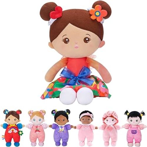 OUOZZZ Soft Baby Doll for Girls - First Hispanic Baby Doll Plush Rag Latino Doll Sleeping Cuddle Buddy Brown Skin Doll Toy for Kids 13"