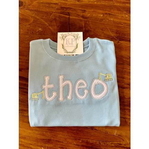 Boys Applique Excavator Name Short & Long Sleeve Tshirt