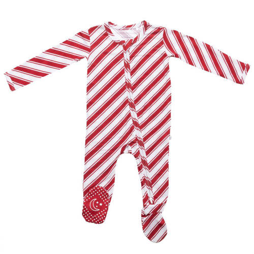 Little Pajama Co. Zip Footed Onesie - Candy Cane