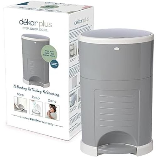 Diaper Dekor Plus Hands-Free Diaper Pail | Gray | Easiest to Use | Just Step – Drop – Done | Doesn’t Absorb Odors | 20 Second Bag Change | Most Economical Refill System |Great for Cloth Diapers