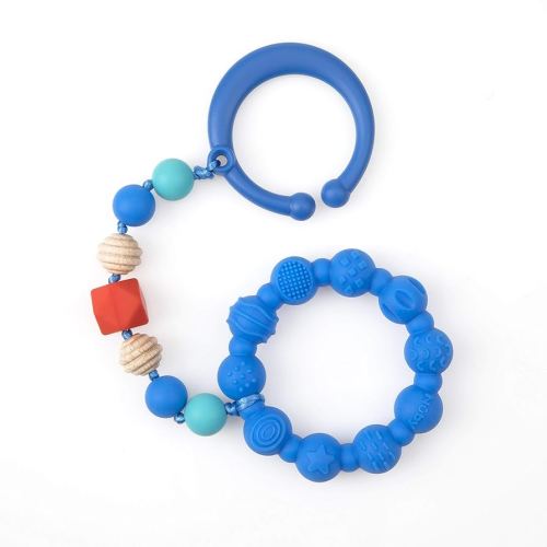Nuby Soft Silicone Tagalong Teether Ring (Blue)