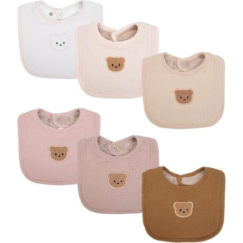 Cute Bear Baby Bibs for Unisex Boys Girls Soft Terry Cloth Adjustable Teething Drooling Bibs for Newborn Toddler