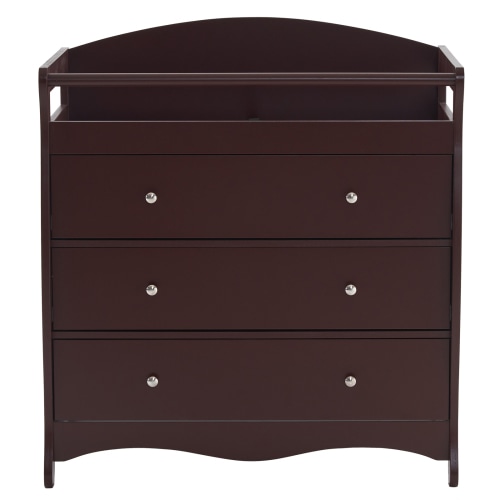 Zimtown Changing Table with Drawers,3 Drawer Baby Changing Dresser, Infant Diaper Station Nursery Organizer with Storage, Brown