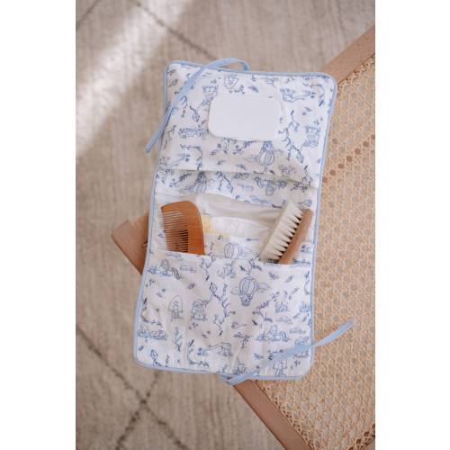 Blue Toile De Jouy Baby Diaper Clutch, Baby Diaper Bag, Organizing Pouch, Diaper Bag Organizer, Toiletry Bag, Baby Shower Gift