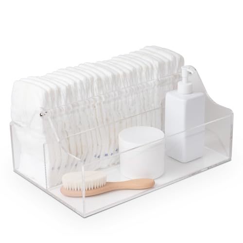 Neat Mom Classic Clear Acrylic Diaper Caddy, Gift for Mom, Multipurpose Portable Baby Diaper Caddy Organizer for Wipe Dispenser, Wipe Warmer & Baby Diapering Essentials, Baby Storage Organizer