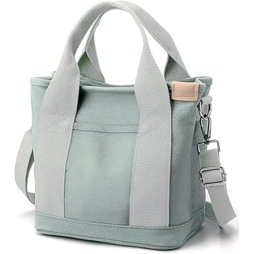 Small Tote Bag with Zipper, 2024 Canvas Multi-Pocket Crossbody Bag Shoulder Bag Satchel Hobo Bag Messenger Bag