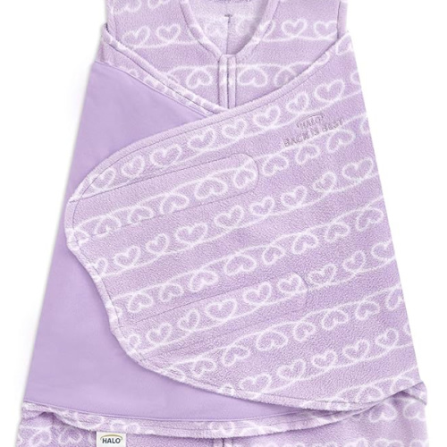 HALO Micro-Fleece Sleepsack Swaddle, 3-Way Adjustable Swaddle Blanket for Newborn and Infants, TOG 3.0 for Cold Climates, Hip Healthy, Heartline, Small, 3-6 Months