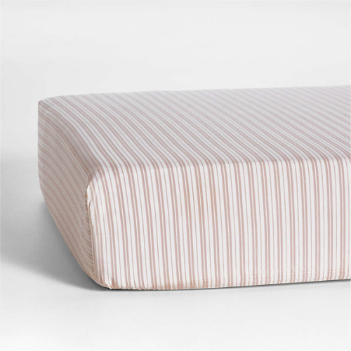 Frenchie Dusty Blush 100% Organic Cotton Baby Crib Fitted Sheet by Leanne Ford