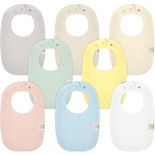8-Pack Organic Baby Bibs for Girls & Boys - Teething Baby Bibs for Boy, Girl - Newborn Bibs for Baby Girl, Boy (Dawn)