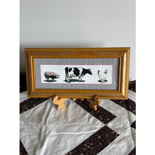 Farmhouse Wall Art Vintage Framed Wall Decor, Charming Farmhouse and Nursery Accent, Ideal Gift for Animal Lovers