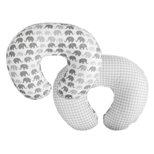 Boppy Nursing Pillow Original Support, Gray Taupe Leaves, Ergonomic Nursing Essentials for Bottle and Breastfeeding, Firm Fiber Fill, with Removable Nursing Pillow Cover, Machine Washable