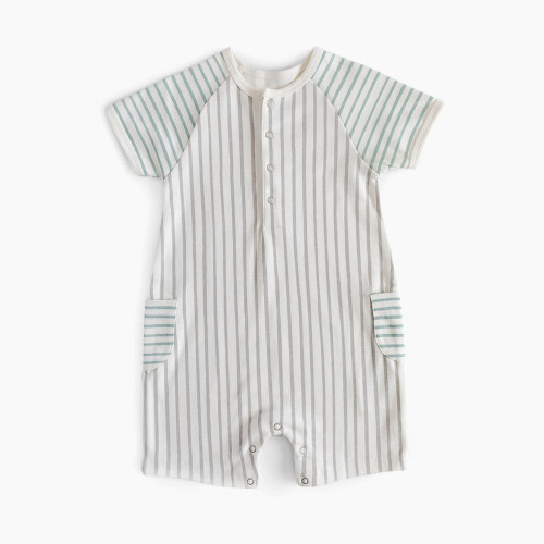 Pehr Stripes Away Shorts Romper - Pebble/Sea, 6-12M