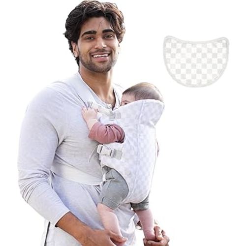 Infantino Swift Classic Carrier - 2 Ways to Carry with Wonder Cover Bib, Adjustable and Easy-to-Use, Gray and White Checkered