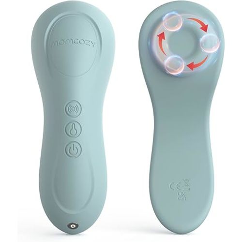 Momcozy Rolling Lactation Massager with Heat, 3-in-1 Real-Like Massage for Relieve Clogged Ducts, Breast Massager Warming for Breastfeeding, Improve Milk Flow, Blue-Green