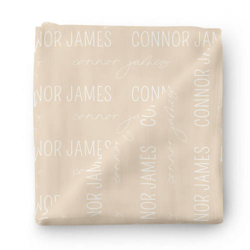 Personalized Oatmeal Baby Name Swaddle Blanket - Block & Script