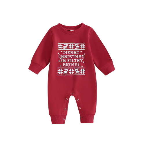Infant Baby Boy Girl Christmas Outfit 3 6 12 18 Months Merry Christmas Print Jumpsuit Romper Onesie My First Christmas Clothes