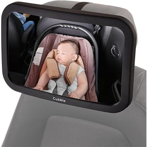 Wide-Angle Shatterproof 360° Rear Facing Back Seat Baby Car Mirror with Removable Base (12 x 7.5 inches), Wide Angle View, Adjustable Rotation, Easy Installation