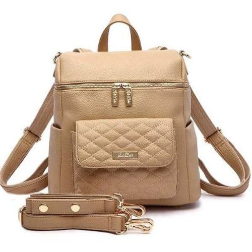 Luli Bebe Petit Monaco Diaper Bag Backpack, Made from Luxury Materials with Stylish Exterior, Spacious Interior for all Baby Products - Latte