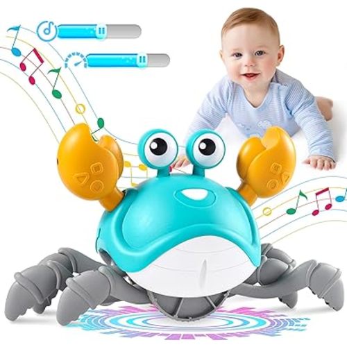 Crawling Crab Baby Toys 3.0, Upgraded Tummy Time Baby Toys 6-12 12-18 Month Toddler Valentines Day Gifts, Walking Dancing Crab with Music&Speed Control for 2 3 4 5 6 7 8 9 10+Boys Girls Birthday Gifts