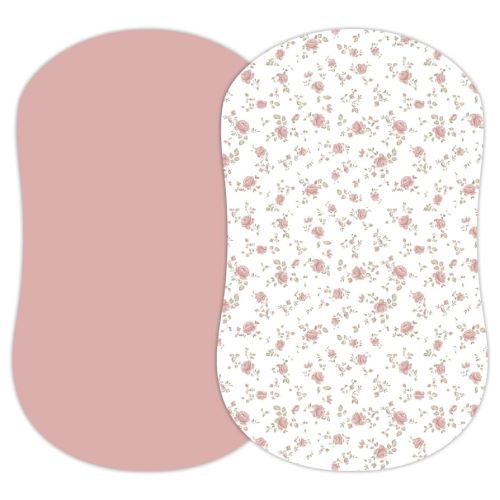 Baby Bassinet Sheets Girl (Juliette) 2-Pack - Fitted Bedside Bassinet Sheets - Buttery Soft Cotton Blend for Standard Bassinet Mattress Pad - Compatible with Halo Bassinest