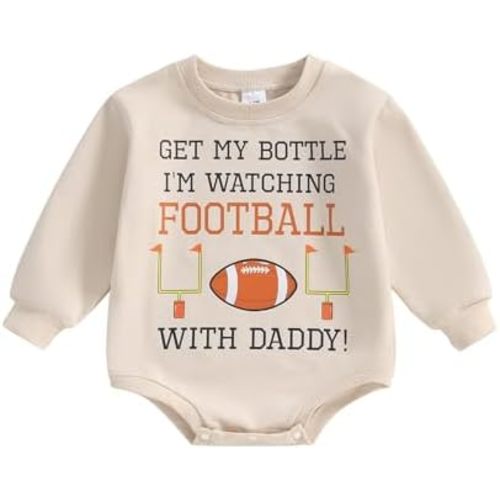Baby Boy Girl Football Outfit - Crew Neck Sweatshirt Romper Bodysuit Newborn Infant Football Clothes Fall Clothes