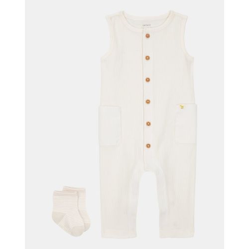 Baby 2-Piece Jumpsuit & Sock Set - Ivory - Carter's | Carter's