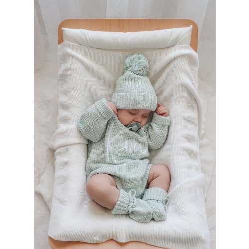 TEXTURED COTTON BOOTIES | SEA MIST