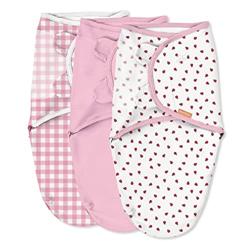 SwaddleMe Original Swaddle - Size Small/Medium, 0-3 Months, 3-Pack (LadyBug Picnic) Easy to Use Newborn Swaddle Wrap Keeps Baby Cozy and Secure and Helps Prevent Startle Reflex