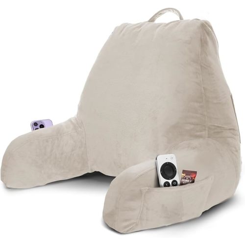 Nestl Reading Pillow with Shredded Memory Foam, Designed for Sitting Up in Bed and Couch, Back and Arms Adjustable Support for Adult & Teens Backrest Pillows for Reading, with Washable Cover Linen