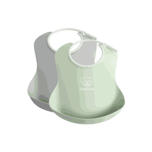 Practical baby bib in soft & comfy plastic, 2-pack | BabyBjörn