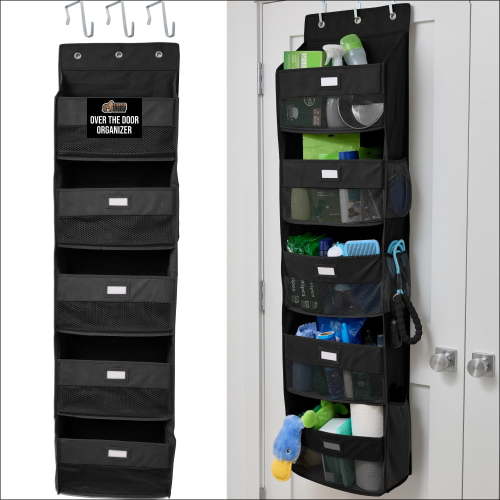 GORILLA GRIP Over Door Organizer Holds 50lbs 5 Shelf Hanger for Bedroom, Bathroom 58x15 Inches Black