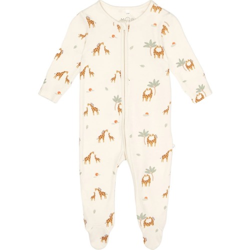 Baby Clever Zip Giraffe Print Fitted One-Piece Pajamas, Newborn, Giraffe Print
