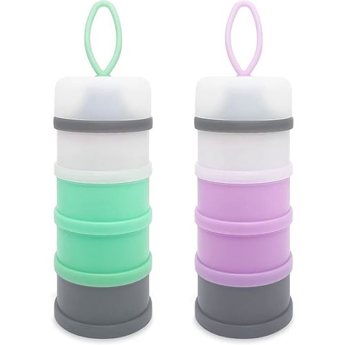 Baby Formula Dispenser, Formula Container, Portable Milk Powder Dispenser Container, Baby Feeding Travel Storage Container, Non-Spill Stackable Baby Snack Storage Container, BPA Free, 2 Packs