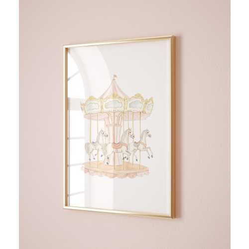 Watercolor Pink Carousel Nursery Wall Art, Baby Girl Nursery Wall Art Decor, Pink Carnival Nursery Art, Girls Room Decor, Playroom Art Print