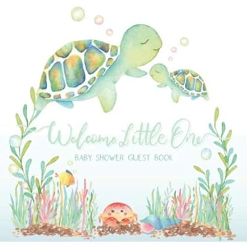 Baby Shower Guest Book: Sea Turtle Guestbook Keepsake with Wishes & Advice + Gift Log | Under The Sea Ocean Theme | Mom and Baby Hatchling | SeaFoam Mint Coral