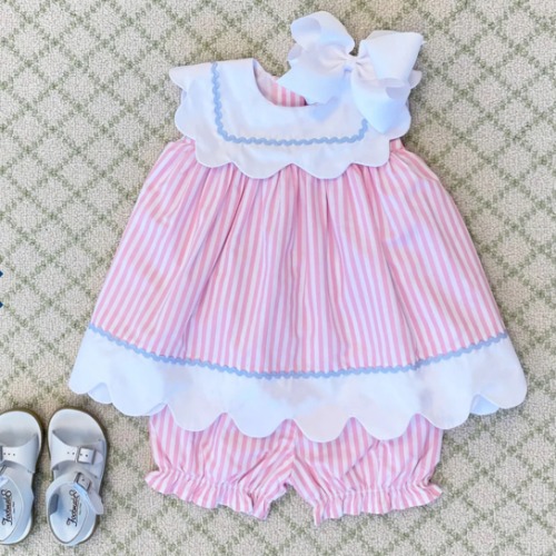 Sydney Scallop Set - Pier Party Pink Pinckney Pink Stripe with Worth Avenue White & Buckhead Blue