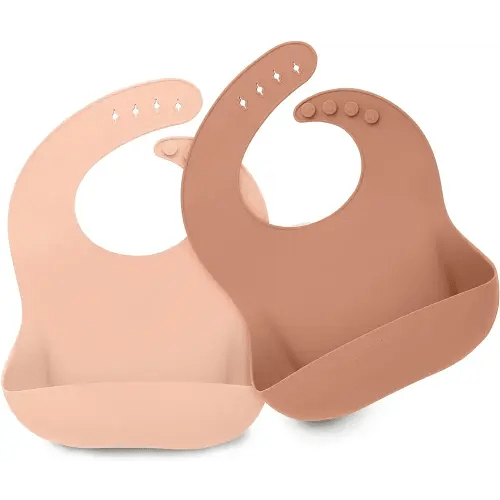 KeaBabies 2-Pack Silicone Bibs For Babies, Silicone Baby Bibs for Eating, Food-Grade Pure Silicone Bib, Toddler Bibs, Waterproof Bibs, Feeding Bibs, Silicon Bibs for Toddlers, Boys, Girls (Dusk)